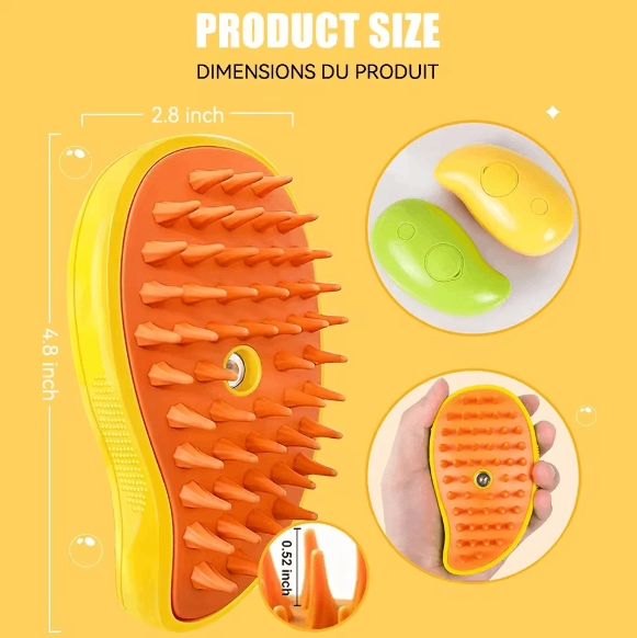 Steam Pet Grooming Brush, Bath & Massage